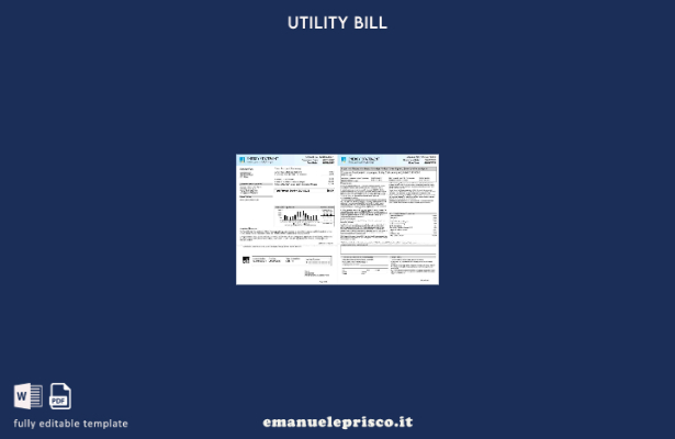 modello di pagine di bollette di servizi pubblici USA California PG&E (Pacific G